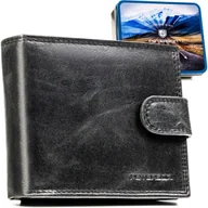 Portfele - Portfel męski skórzany Peterson z RFID ze skóry naturalnej prezent czarny - miniaturka - grafika 1