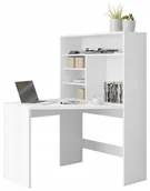 Biurka - Białe Biurko Narożnikowe z regałem Zayden półki - miniaturka - grafika 1