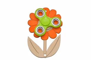 Dekor pomarańczowy kwiatuszek i zielony spinner do tablicy manipulacyjnej. - Zabawki interaktywne dla dzieci - miniaturka - grafika 1