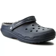 Klapki i japonki damskie - Crocs Klapki Classic Lined Clog 203591 Navy/Charcoal - miniaturka - grafika 1