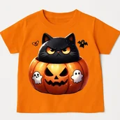Koszulki dla dziewczynek - Pomarańczowa koszulka z dynią na Dzień Dyni - kotdynia22 - miniaturka - grafika 1