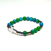 Biżuteria religijna - Dziesiątka różańca - Bransoletka - kamień naturalny - chryzokola - hematyt - miniaturka - grafika 1