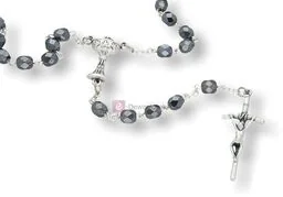 Różaniec kryształkowy HEMATYT IHS, Komunia, 6mm - Różańce - miniaturka - grafika 1