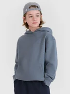 Bluzy dla chłopców - 4F Bluza dresowa nierozpinana z kapturem chłopięca - turkusowa 122 (6-7 lat) - miniaturka - grafika 1