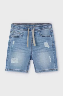 Spodnie i spodenki dla chłopców - Mayoral szorty jeansowe dziecięce kolor niebieski regulowana talia - grafika 1