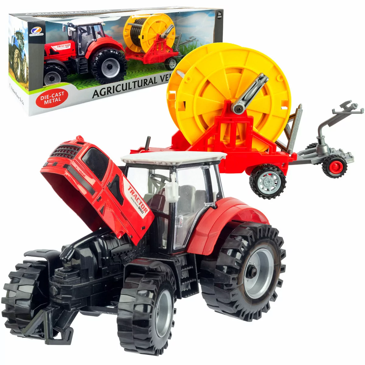 Duży Traktor Z Przyczepą Ciągnik Napęd Ruchome Elementy