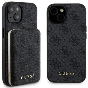 Guess zestaw iPhone 15 + Powerbank 5000mAh MagSafe 4G Metal Logo Czarny - Etui i futerały do telefonów - miniaturka - grafika 1