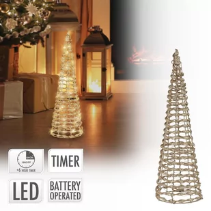 Stożek świetlny LED dekoracja świąteczna 40 cm złoty metal z ciepłymi białymi diodami LED - Ozdoby bożonarodzeniowe - miniaturka - grafika 1