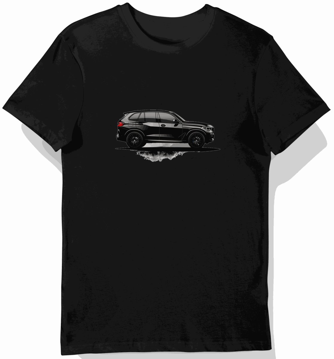 Koszulka męska czarna z motywem eleganckiego SUV-a w cieniu 3XL