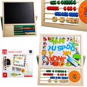 Tablice i flipcharty - Drewniana Tablica Magnetyczna Kredowa Liczydło - miniaturka - grafika 1