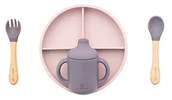 Sztućce dla dzieci - Zestaw obiadowy Olmitos silikonowy 5-elementów różowy  ! - miniaturka - grafika 1