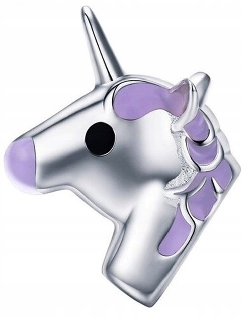 Charms Srebrny z Jednorożcem Koń Jednorożec Fioletowa Emalia SREBRO 925