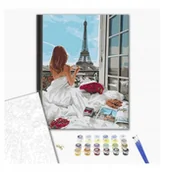 Malowanie po numerach - Malowanie po numerach BRUSHME, 40x50 cm, poranek w Paryżu, 1 szt., w pudełku - miniaturka - grafika 1