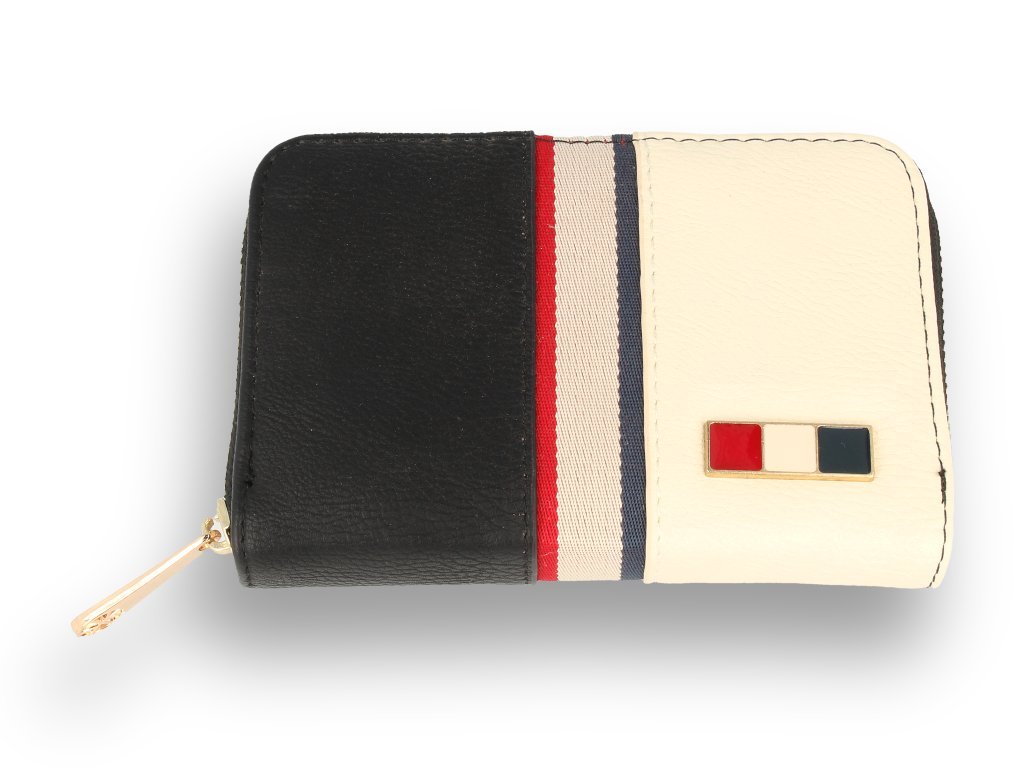 Portfel damski mały beżowo-czarny