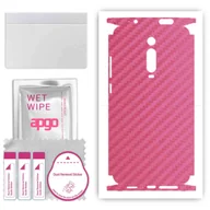 Szkła hartowane na telefon - Folia naklejka skórka strukturalna na TYŁ+BOKI do Xiaomi Mi 9T Pro -  Carbon Różowy - apgo SKINS - miniaturka - grafika 1