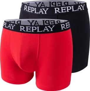REPLAY bokserki męskie, 2-pak - kąpielówki, bawełna stretch czerwony/czarny XL (X-Large) - Majtki męskie - miniaturka - grafika 1