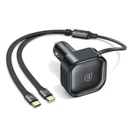 Ładowarki samochodowe - USAMS Ład. sam. ze zwijanym kablem 2xUBS-C C41 PD 30W Fast Charge czarny/black CC220CC01 (US-CC220) - miniaturka - grafika 1