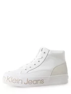 Trampki damskie - Calvin Klein Jeans - Tenisówki damskie z dodatkiem skóry, biały - miniaturka - grafika 1