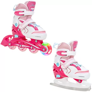Rolki Łyżwy 2w1 RAVEN Lia Pink 27-30 Kółko LED - Łyżwy - miniaturka - grafika 1