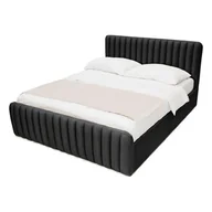 Łóżka - Łóżko tapicerowane z pojemnikiem GALLA 140x200 Welur Czarny - miniaturka - grafika 1