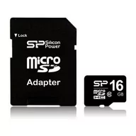 Karty pamięci - Silicon Power MicroSDHC Class 10 + adapter 16GB (SP016GBSTH010V10-SP) - miniaturka - grafika 1