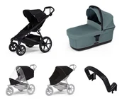 Wózki dziecięce - Wózek miejski Thule Urban Glide 4-wheel Black + Bassinet Mid blue SET 5in1 - miniaturka - grafika 1