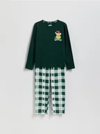 Skarpetki dla dzieci - Reserved - Świąteczna piżama Grinch - ciemnozielony - miniaturka - grafika 1