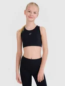 Biustonosze dla dziewczynek - 4F Stanik sportowy szybkoschnący dziewczęcy - czarny 128/134 (7-9 lat) - miniaturka - grafika 1