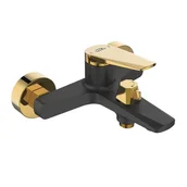 Baterie wannowe i prysznicowe - Laveo Rubio bateria wannowo-prysznicowa ścienna czarny/złoty BVR710G - miniaturka - grafika 1