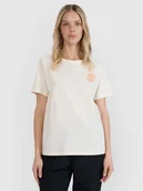 Koszulki i topy damskie - 4F T-shirt oversize z nadrukiem damski - biały L - miniaturka - grafika 1