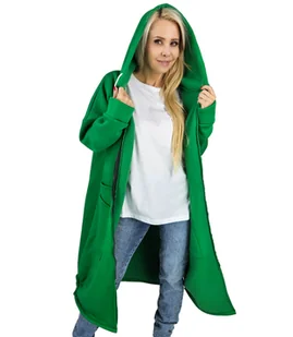 Długa damska bluza z kapturem Ciepły miły materiał Na suwak BETH - Bluzy damskie - miniaturka - grafika 1
