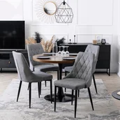 Krzesła - Krzesło Tapicerowane do Salonu CORK 2 Szare Nowoczesne Loft - miniaturka - grafika 1