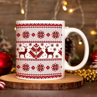 Świąteczny kubek z reniferami - Kubki - miniaturka - grafika 1
