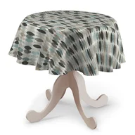 Obrusy i serwetki - Dekoria Obrus okrągły wzory w odcieniach błekitu beżu i czarnego na jasnym tle 135 cm Modern 415-141-91 - miniaturka - grafika 1