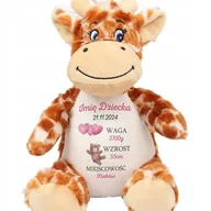 Maskotki i pluszaki - ŻYRAFA PRZYTULANKA Dla Niemowlaka Personalizowane WZROST, WAGA Różowe Wzory - miniaturka - grafika 1