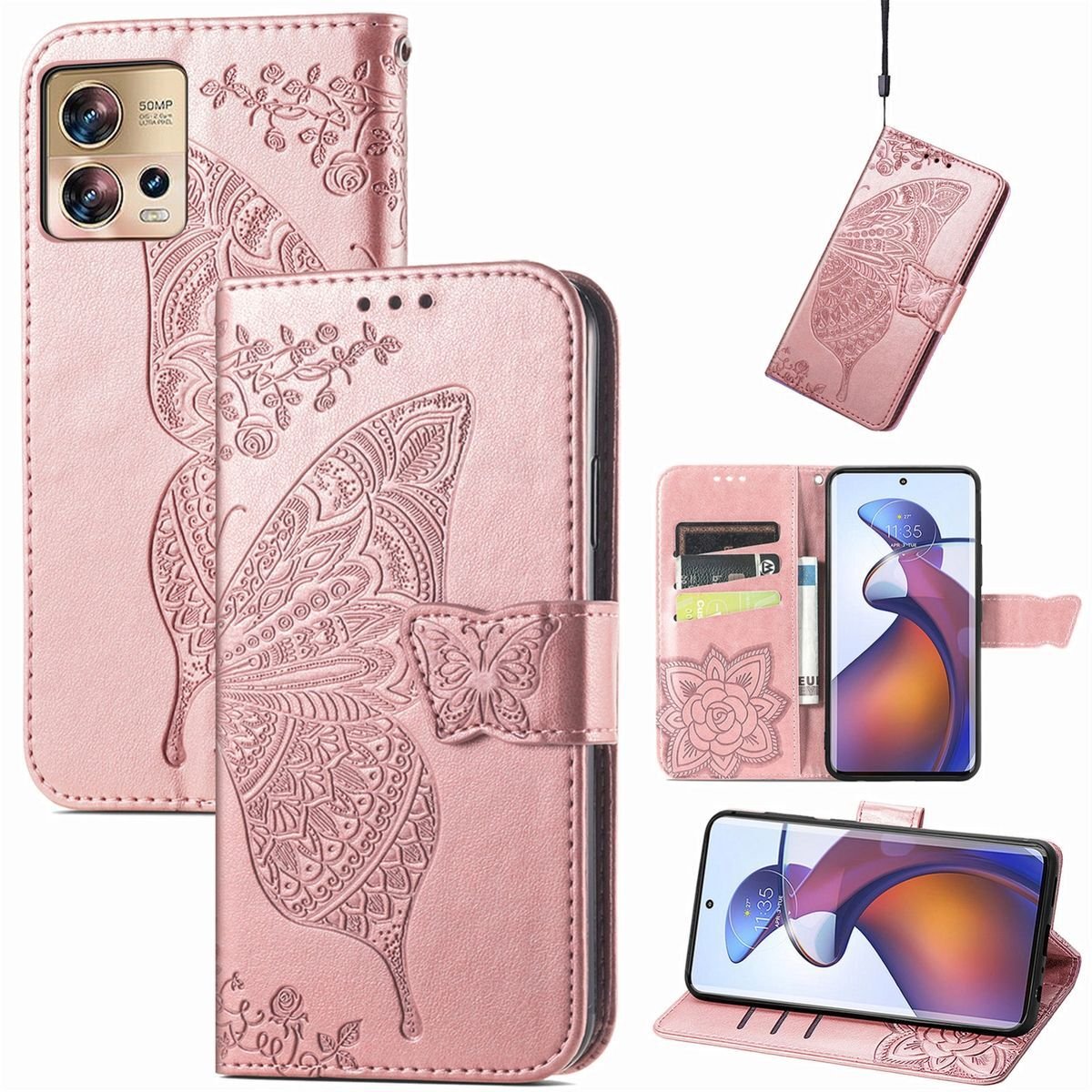 Pokrowiec König Design kompatybilny z etui na telefon ze skóry syntetycznej - Etui na telefon w kolorze różowego złota
