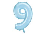 Balony i akcesoria - PartyDeco Balon foliowy Cyfra 9, 86cm, jasny niebieski FB1P-9-001J - miniaturka - grafika 1