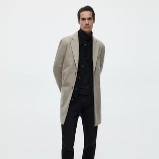Płaszcze męskie - Reserved - Klasyczny płaszcz jednorzędowy - Kremowy - grafika 1