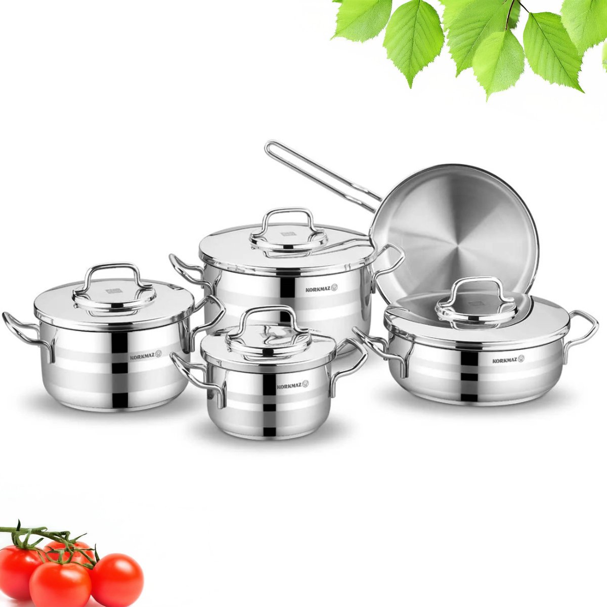 Komplet Garnków z Pokrywami Stalowych Nierdzewnych Zestaw Astra 9el Indukcja