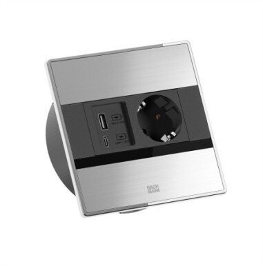 Listwa zasilająca Bachmann BACHMANN SENSE wygląd stali nierdzewnej, 1x CEE7/3, 1x USB A/C, długość 2,0 m, AEH