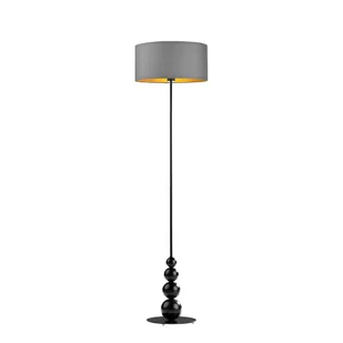 Lampa podłogowa skandynawska ROMA GOLD z szarym abażurem - Lampy stojące - miniaturka - grafika 1