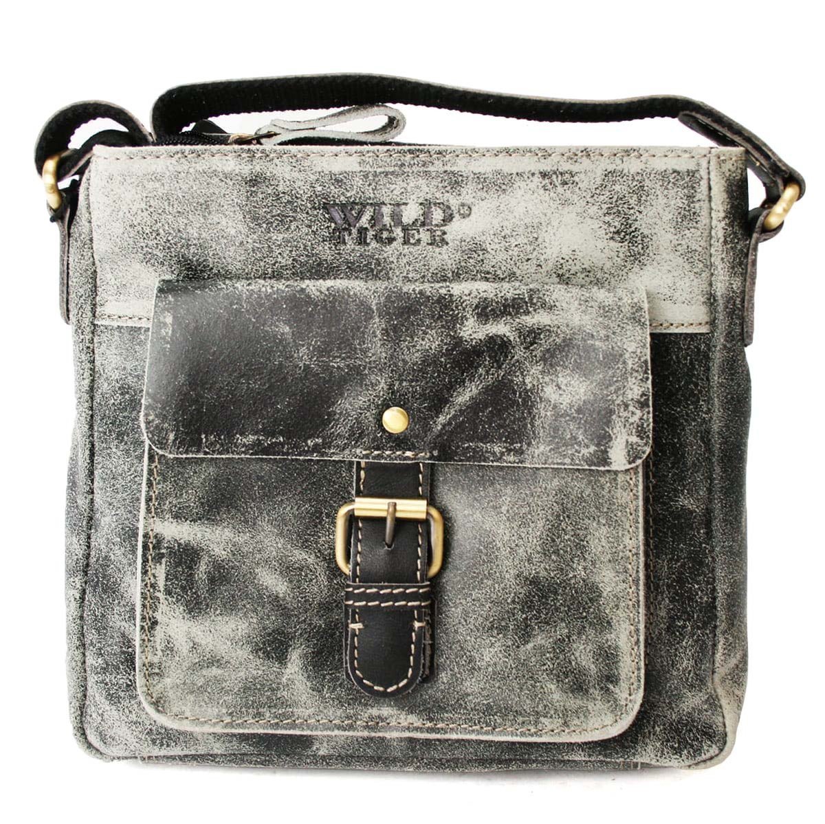 Skórzana torba męska listonoszka Wild Tiger czarna