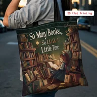 Torebki damskie - TEMU Torba Tote dla Kobiet z Motywem Książkowym i Nadrukiem „Tyle Książek, Tak Mało Czasu” – Duża Pojemność, Torba dla Miłośniczek Książek do Szkoły, - miniaturka - grafika 1