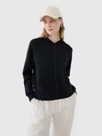 Bluzy damskie - 4F Bluza damska dresowa rozpinana z modalem 4FWSS25TSWSF1577-20S Czarny Roz. XL - miniaturka - grafika 1