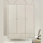Szafy i szafki dla dzieci - Szafa Petite 3 drzwiowa jasno beżowa Art deco - miniaturka - grafika 1