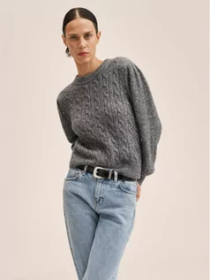 Swetry damskie - Mango Sweter Roxy 27000778 Szary Regular Fit - grafika 1