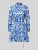 Sukienki - Sukienka koszulowa taliowana ze wzorem na całej powierzchni model ‘LUMINA’ - miniaturka - grafika 1