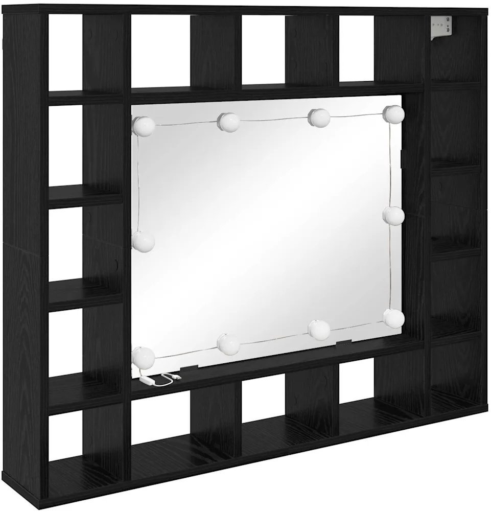 Szafka z lustrem Ze LED Lights Czarny dąb 91 x 15 x 76.5 cm