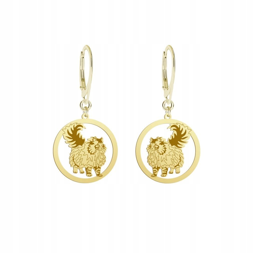 Kolczyki Złote Kot Norweski Leśny 925 Prezent Biżuteria Prezent GRAWER