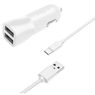 Fixed Zasilacz samochodowy FIXED 2xUSB 15W Smart Rapid Charge + USB-C kabel 1m FIXCC15-2UC-WH) Biały - Ładowarki samochodowe - miniaturka - grafika 1